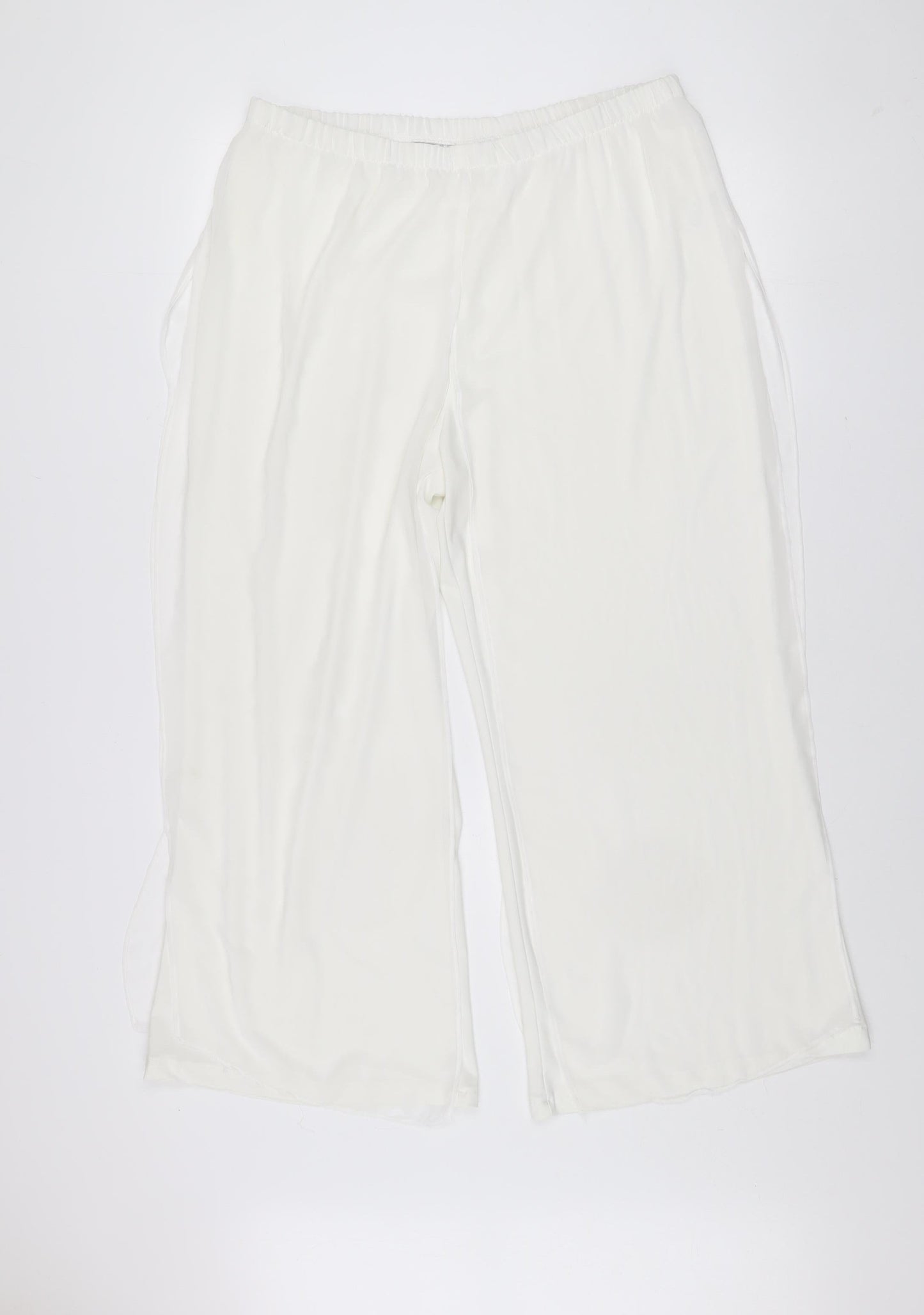 Joanna Hope Women's White Wide-Leg Trousers Size 18 Lightweight Polyester