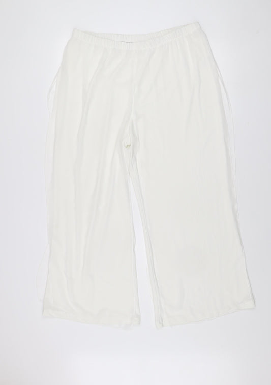 Joanna Hope Women's White Wide-Leg Trousers Size 18 Lightweight Polyester
