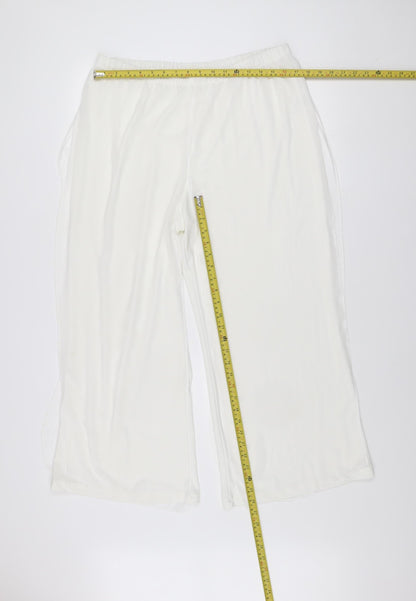 Joanna Hope Women's White Wide-Leg Trousers Size 18 Lightweight Polyester