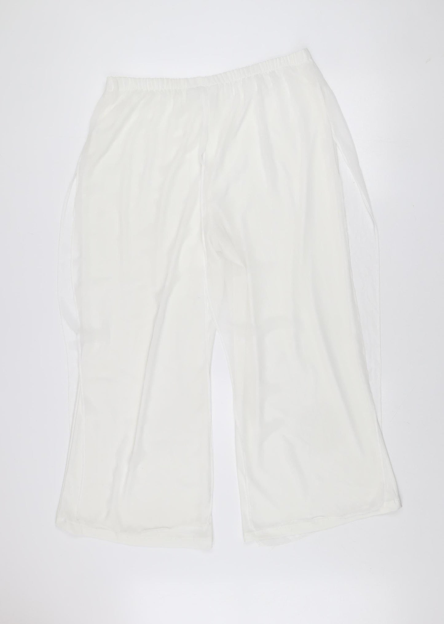 Joanna Hope Women's White Wide-Leg Trousers Size 18 Lightweight Polyester