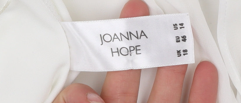 Joanna Hope Women's White Wide-Leg Trousers Size 18 Lightweight Polyester