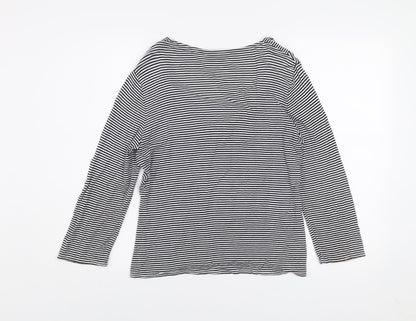 CC Women’s Black White Striped Scoop Neck 3/4 Sleeve Jersey Top M