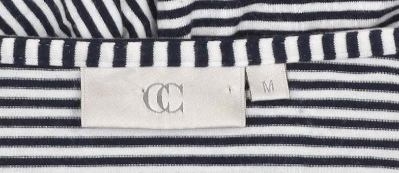 CC Women’s Black White Striped Scoop Neck 3/4 Sleeve Jersey Top M