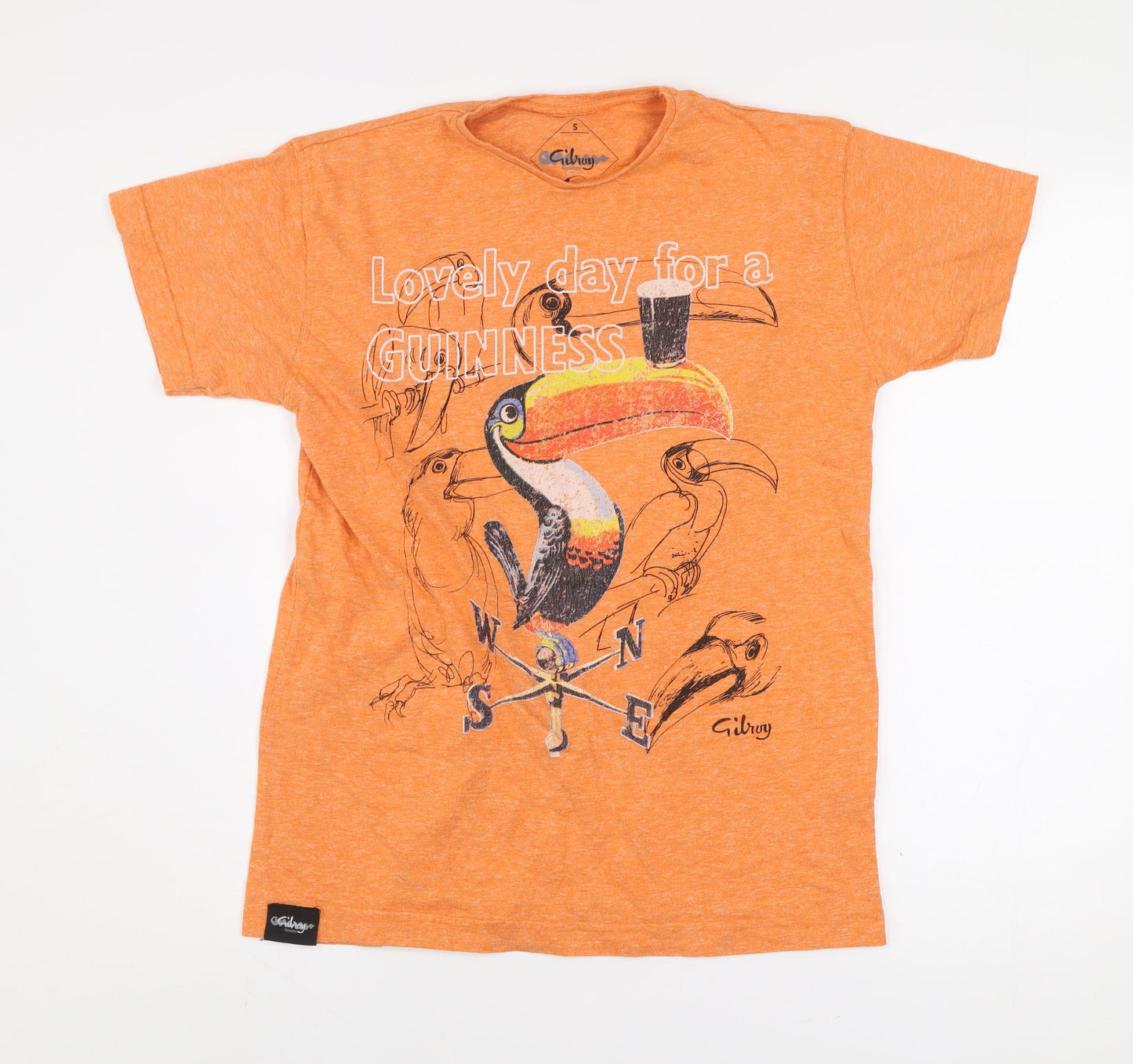 Gilroy Men’s Orange Guinness Toucan Graphic T-Shirt Size S