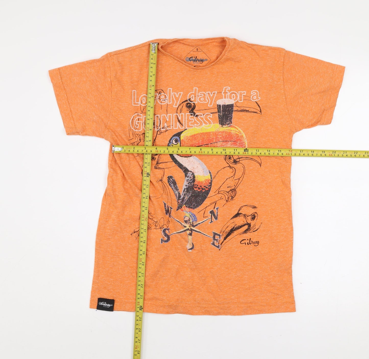 Gilroy Men’s Orange Guinness Toucan Graphic T-Shirt Size S