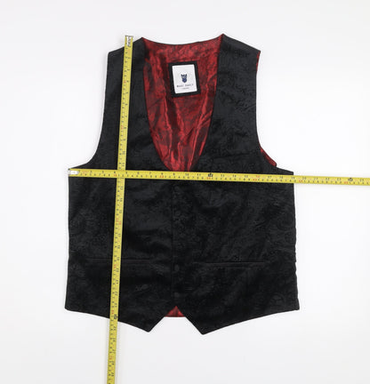 Marc Darcy Men's Black Paisley Polyester Waistcoat Size 42 Regular Fit