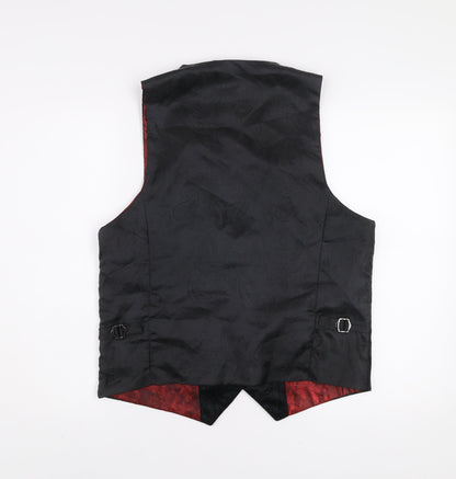 Marc Darcy Men's Black Paisley Polyester Waistcoat Size 42 Regular Fit
