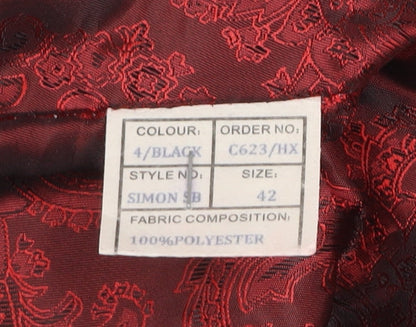 Marc Darcy Men's Black Paisley Polyester Waistcoat Size 42 Regular Fit