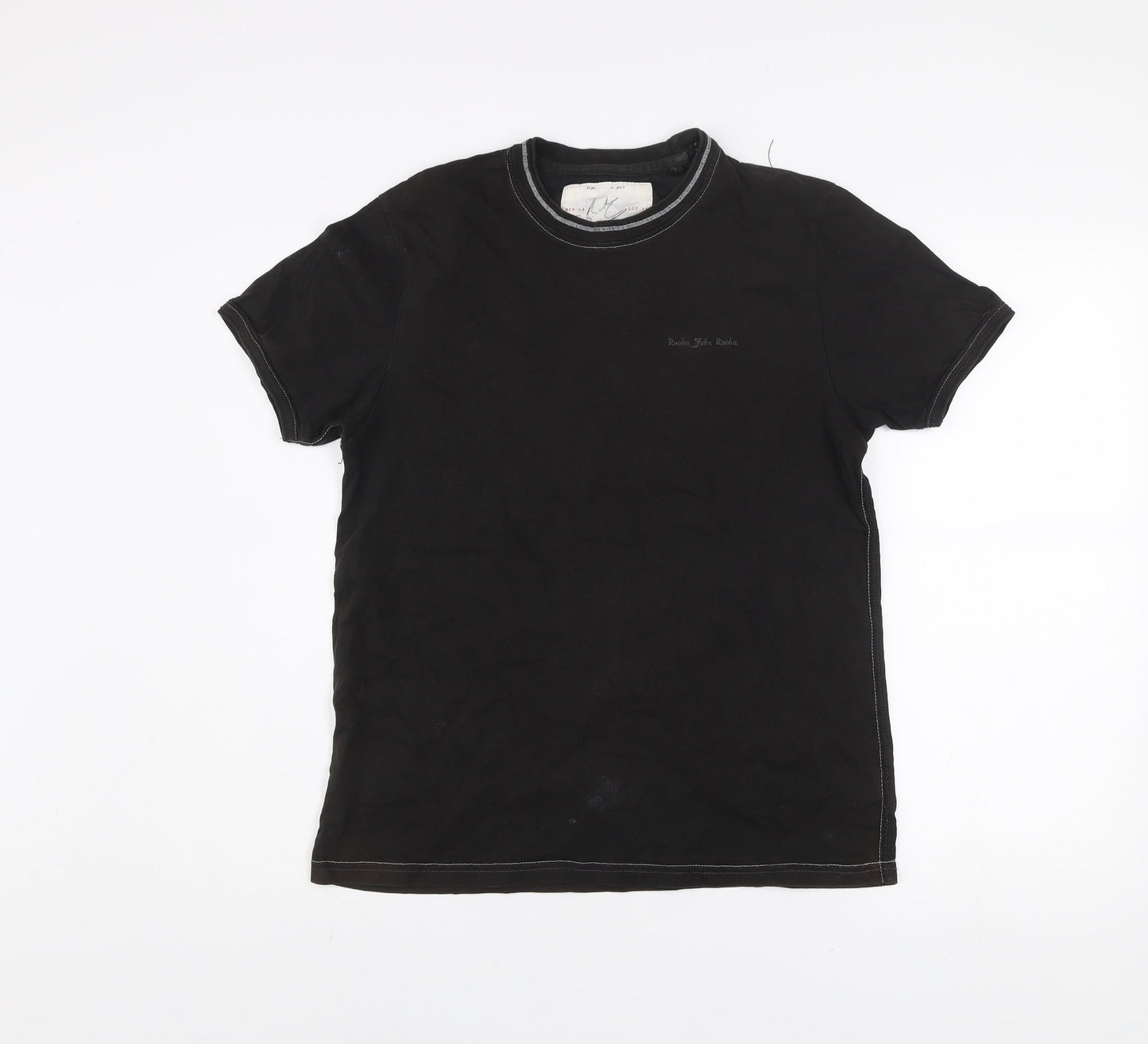 Rocha John Rocha Men's Black Cotton Short Sleeve T-Shirt Size S