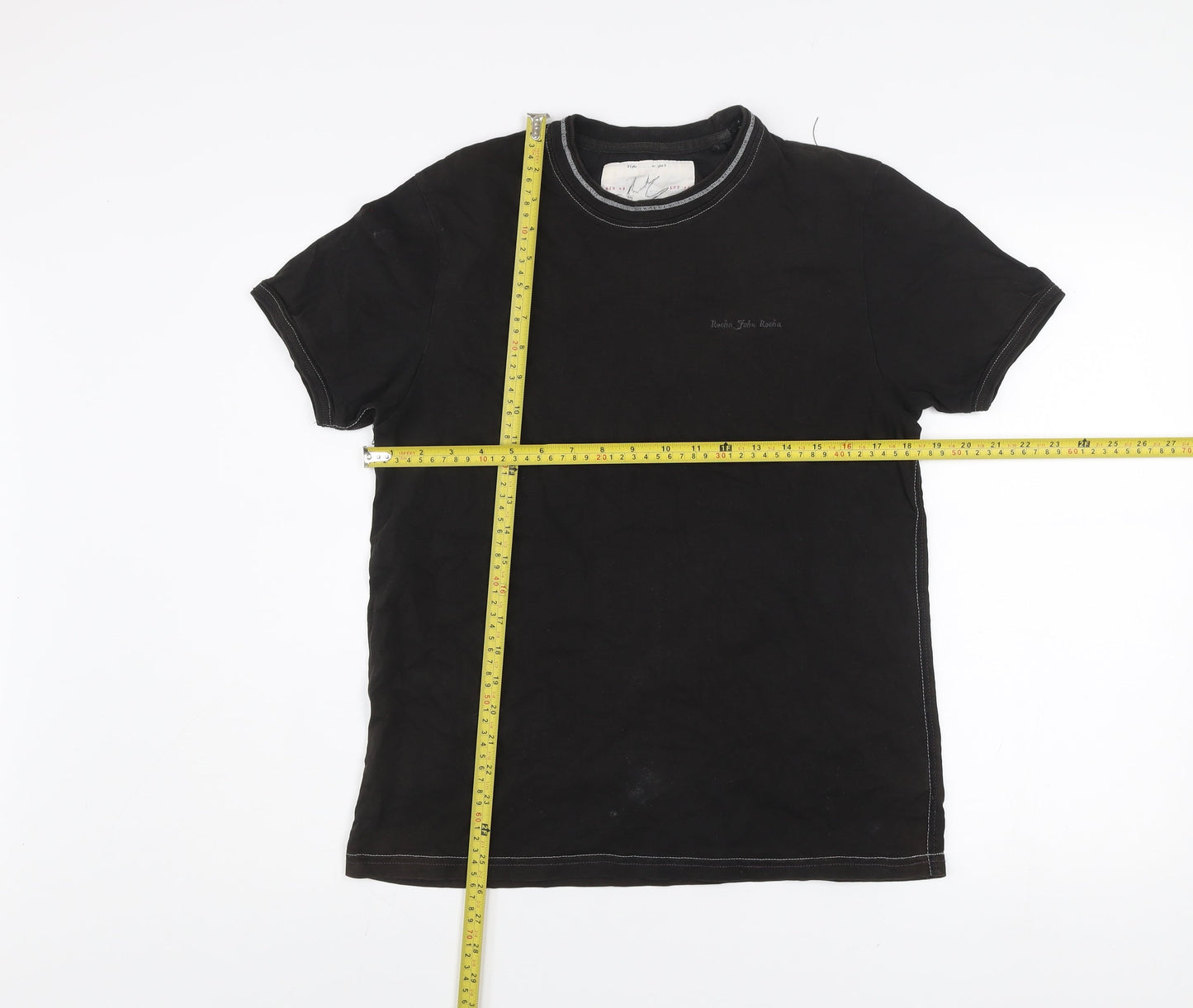 Rocha John Rocha Men's Black Cotton Short Sleeve T-Shirt Size S