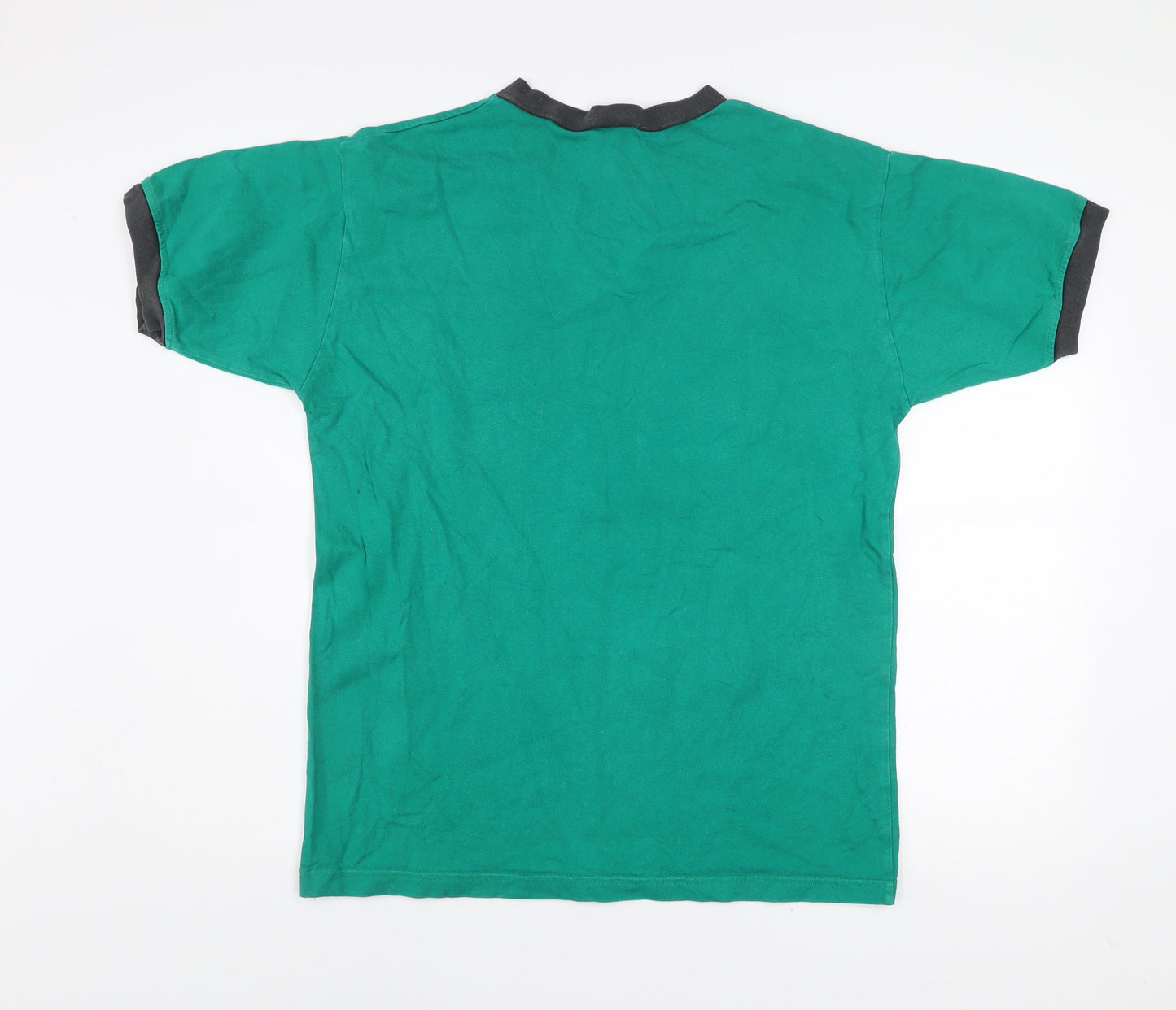Toffs Men's Green Retro Football V-Neck Cotton T-Shirt Size L