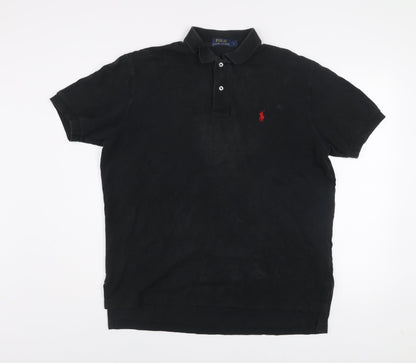 Ralph Lauren Men's Black Cotton Polo Shirt Size L Classic Fit
