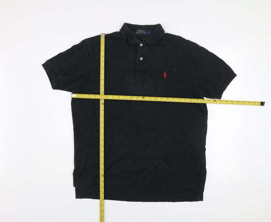 Ralph Lauren Men's Black Cotton Polo Shirt Size L Classic Fit