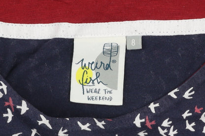 Womens UK Size 8 Weird Fish Blue Basic T-Shirt