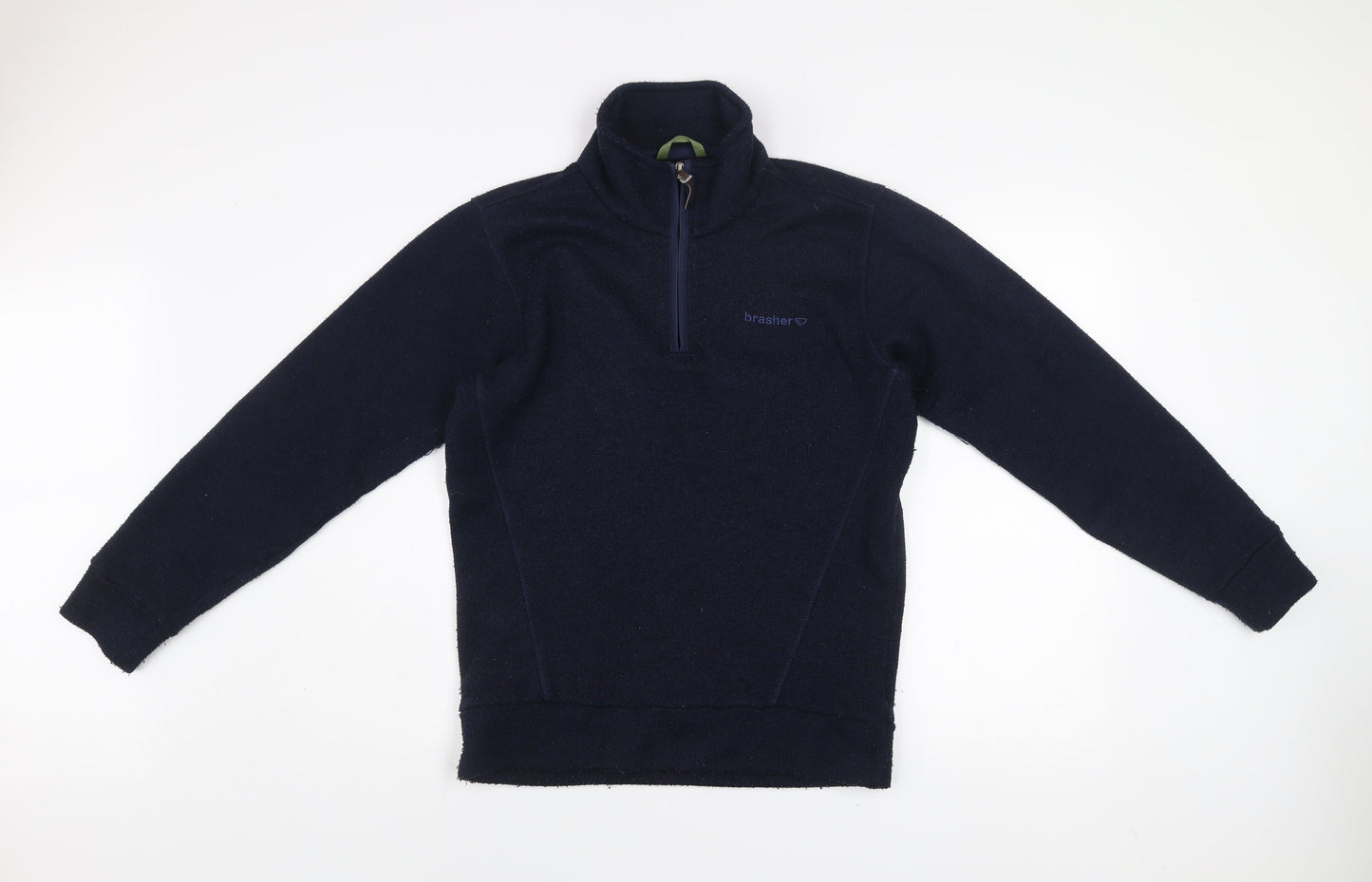 Brasher Mens Blue Fleece 1/4 Zip Pullover Sweatshirt S