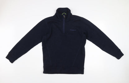 Brasher Mens Blue Fleece 1/4 Zip Pullover Sweatshirt S