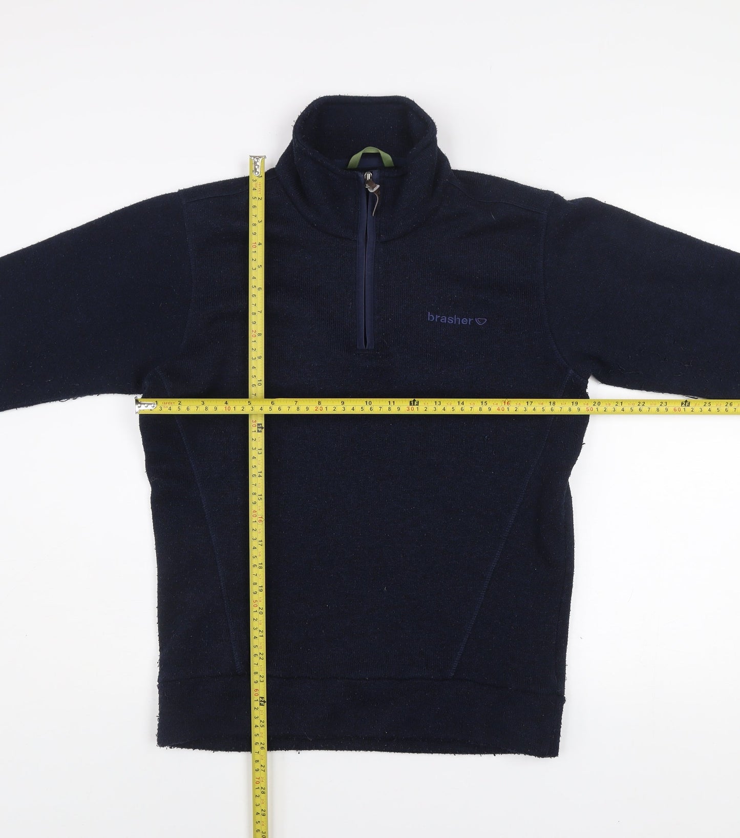 Brasher Mens Blue Fleece 1/4 Zip Pullover Sweatshirt S