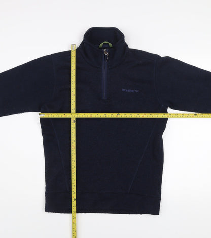 Brasher Mens Blue Fleece 1/4 Zip Pullover Sweatshirt S