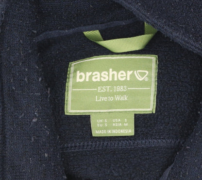 Brasher Mens Blue Fleece 1/4 Zip Pullover Sweatshirt S