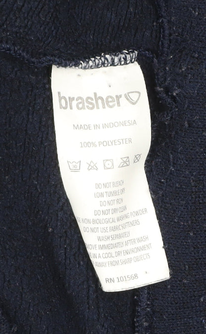 Brasher Mens Blue Fleece 1/4 Zip Pullover Sweatshirt S