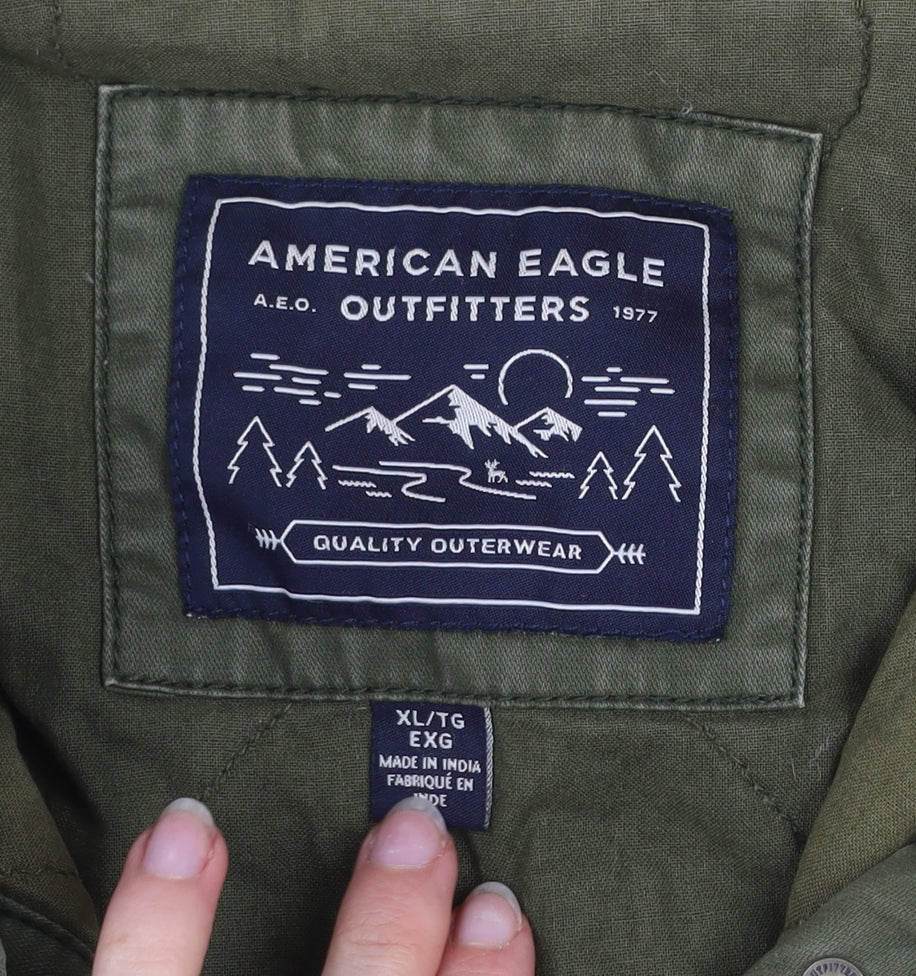 American Eagle Outfitters Men Green XL Hooded Parka Jacket