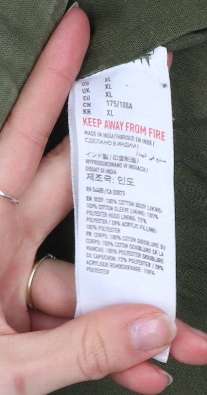 American Eagle Outfitters Men Green XL Hooded Parka Jacket