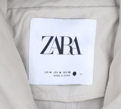 Zara Men Beige Mid-Length Overcoat M Relaxed Fit Classic Style
