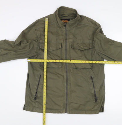 Next Men's Green Military Jacket L 42in Cotton Full Zip Casual