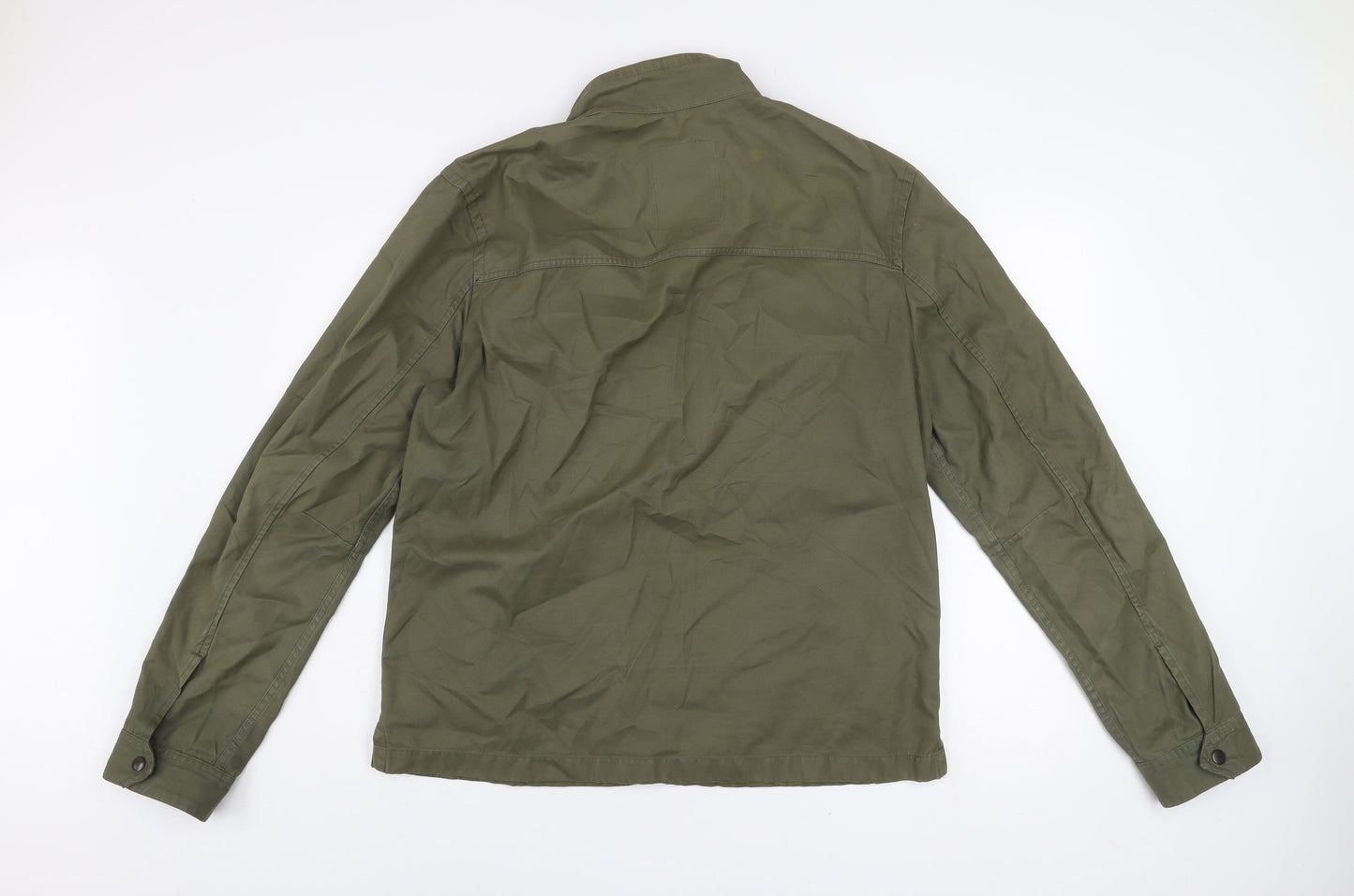 Next Men's Green Military Jacket L 42in Cotton Full Zip Casual