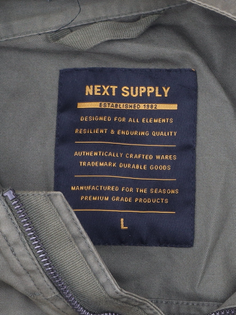 Next Men's Green Military Jacket L 42in Cotton Full Zip Casual