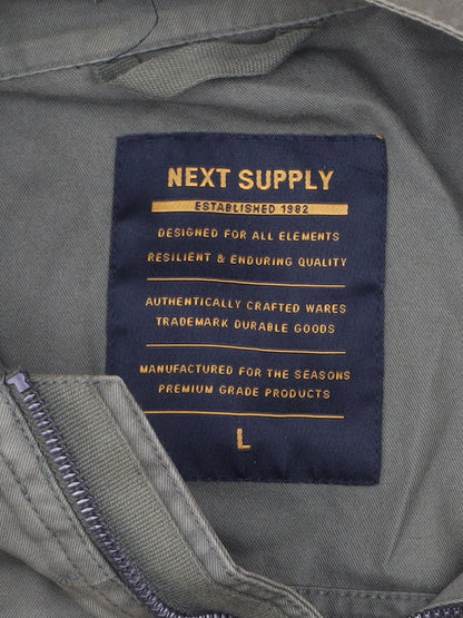 Next Men's Green Military Jacket L 42in Cotton Full Zip Casual