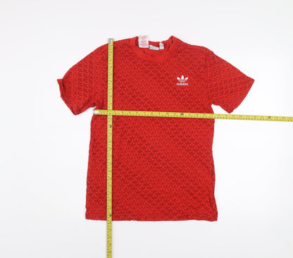 adidas Boys Red Logo T-Shirt 13-14 Years Short Sleeve Cotton Sports Top