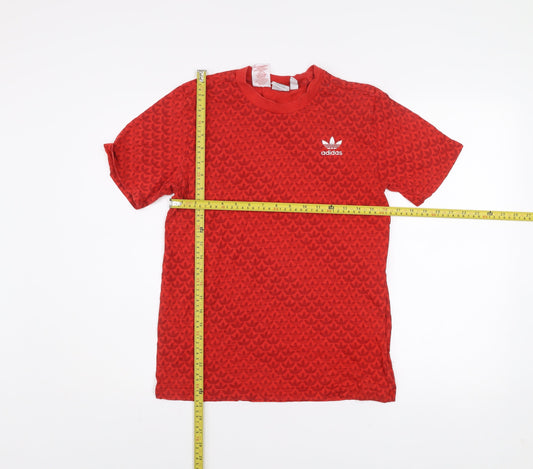 adidas Boys Red Logo T-Shirt 13-14 Years Short Sleeve Cotton Sports Top