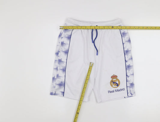 Real Madrid Boys White Football Athletic Shorts 11-12 Years Polyester