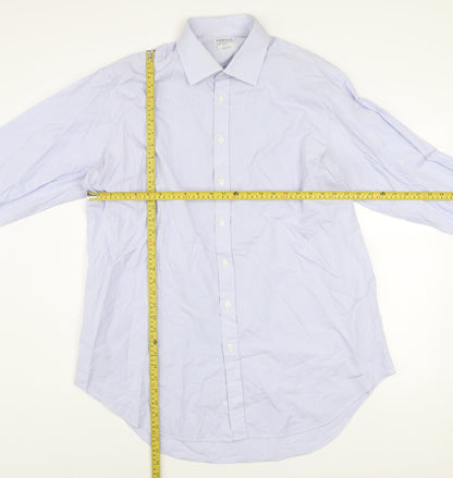 T.M. Lewin Men's Blue Striped 18 Regular Fit Cotton Dress Shirt