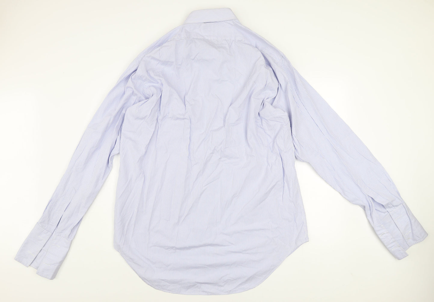 T.M. Lewin Men's Blue Striped 18 Regular Fit Cotton Dress Shirt