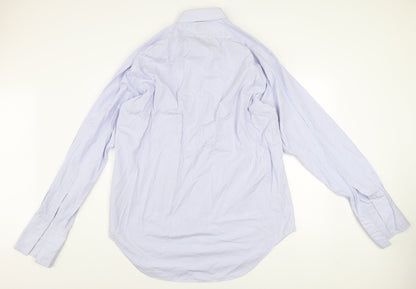 T.M. Lewin Men's Blue Striped 18 Regular Fit Cotton Dress Shirt