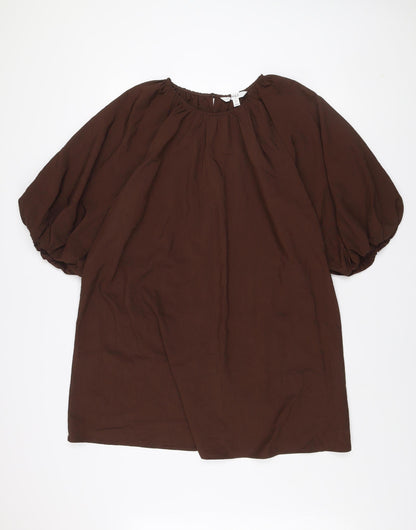Marks and Spencer Women’s Brown Balloon Sleeve Shift Dress Size 16