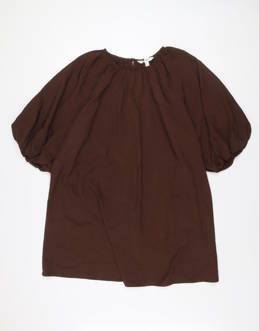 Marks and Spencer Women’s Brown Balloon Sleeve Shift Dress Size 16