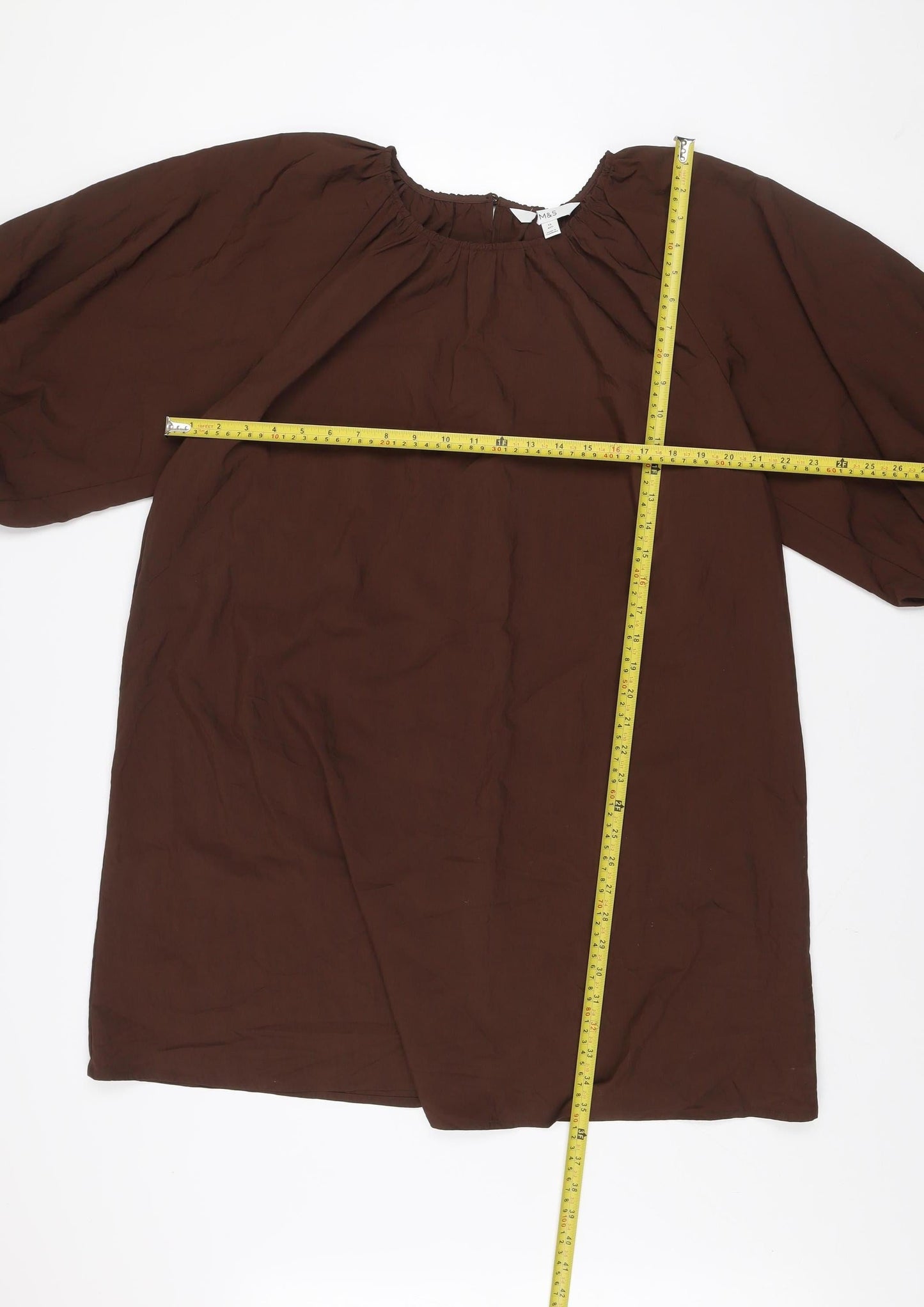 Marks and Spencer Women’s Brown Balloon Sleeve Shift Dress Size 16