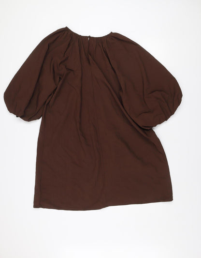 Marks and Spencer Women’s Brown Balloon Sleeve Shift Dress Size 16