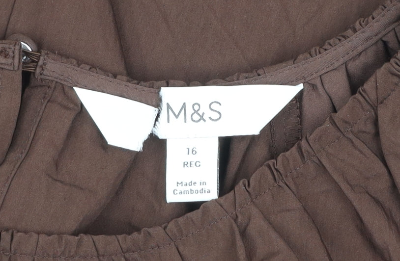 Marks and Spencer Women’s Brown Balloon Sleeve Shift Dress Size 16