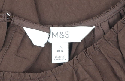 Marks and Spencer Women’s Brown Balloon Sleeve Shift Dress Size 16