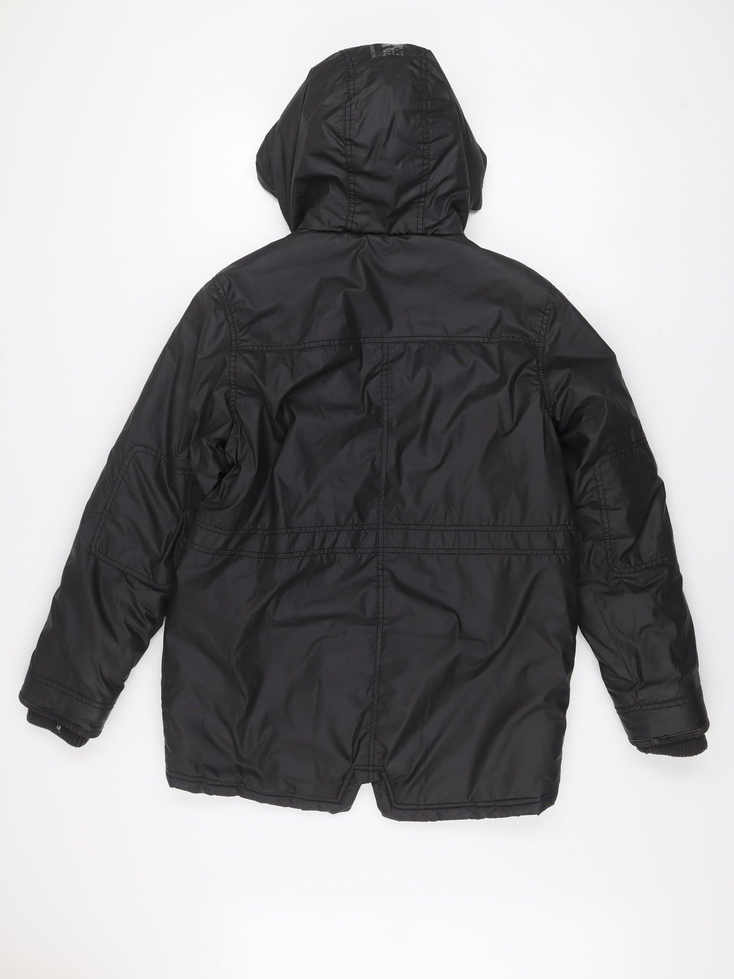 Rocha John Rocha Boys Black Hooded Parka Coat 13-14 Years Lined Winter Jacket