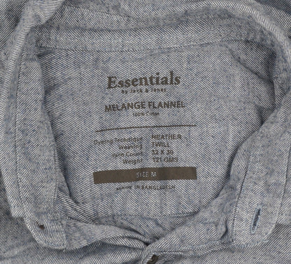 Jack & Jones Essentials Men’s Blue Cotton Flannel Button-Up Shirt Size M