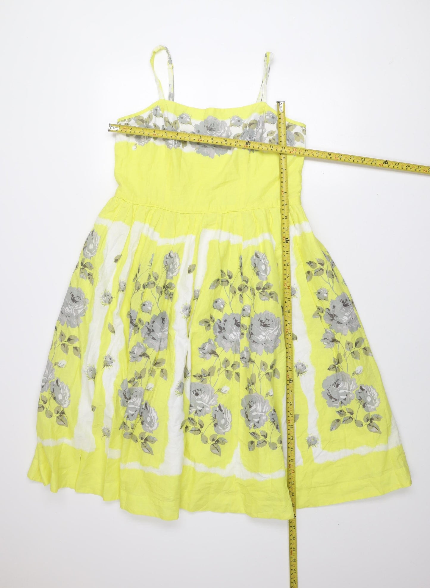 Monsoon Women's Yellow Floral Fit & Flare Dress Size 14