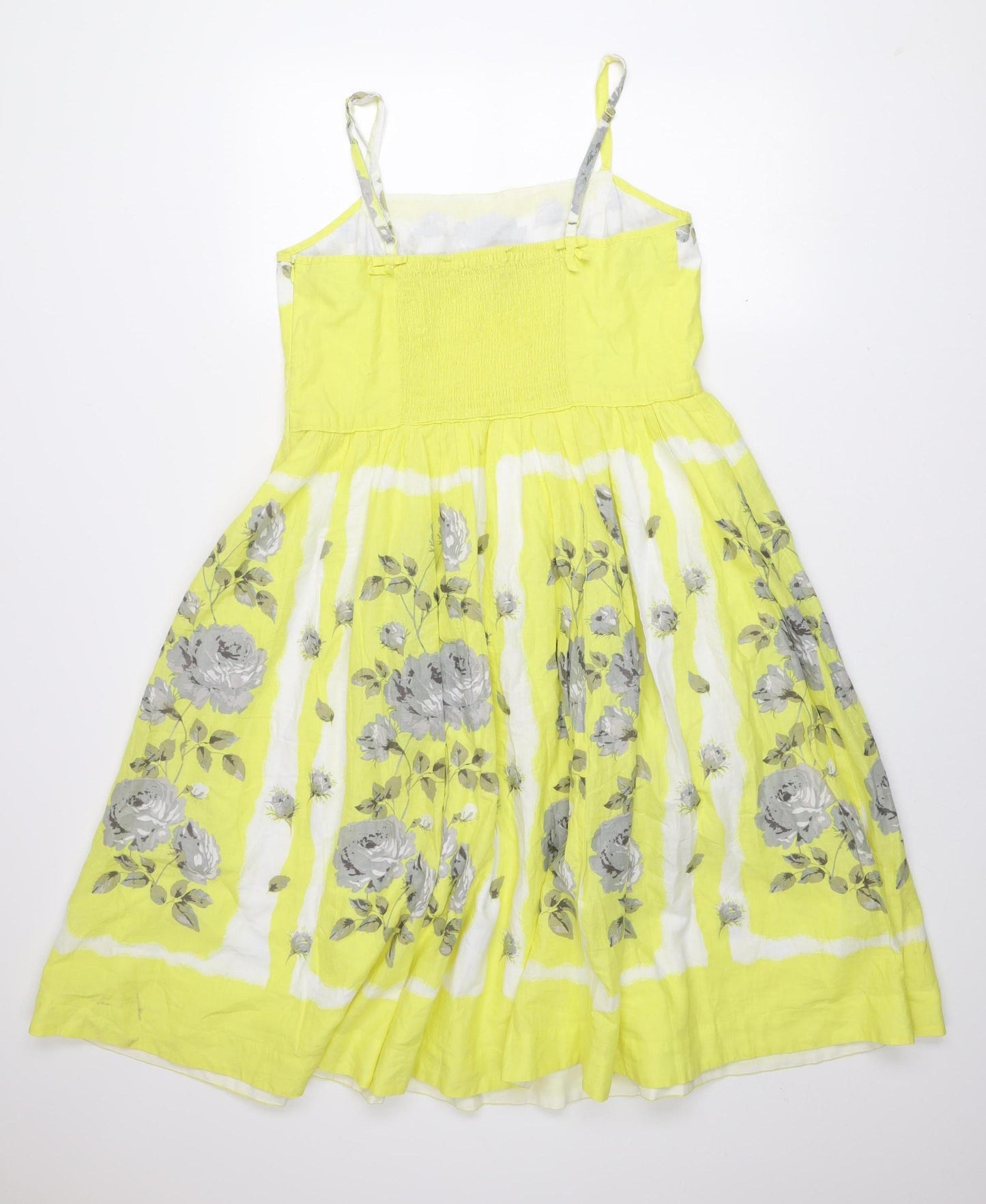 Monsoon Women's Yellow Floral Fit & Flare Dress Size 14