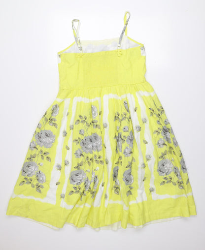 Monsoon Women's Yellow Floral Fit & Flare Dress Size 14
