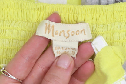 Monsoon Women's Yellow Floral Fit & Flare Dress Size 14