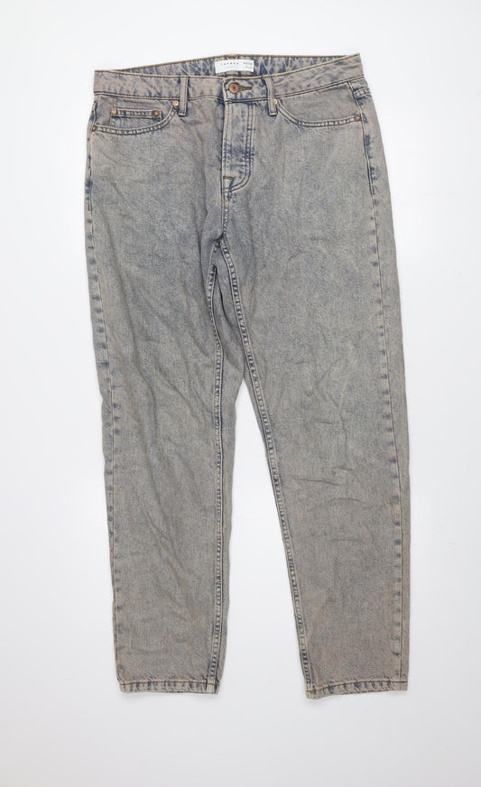 Mens UK Size M Topman Relaxed Fit Straight Blue Jeans